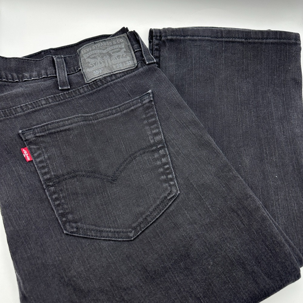 Levi's 559 Relaxed Straight Jeans Mens 38x32 Black Denim 00559-0239